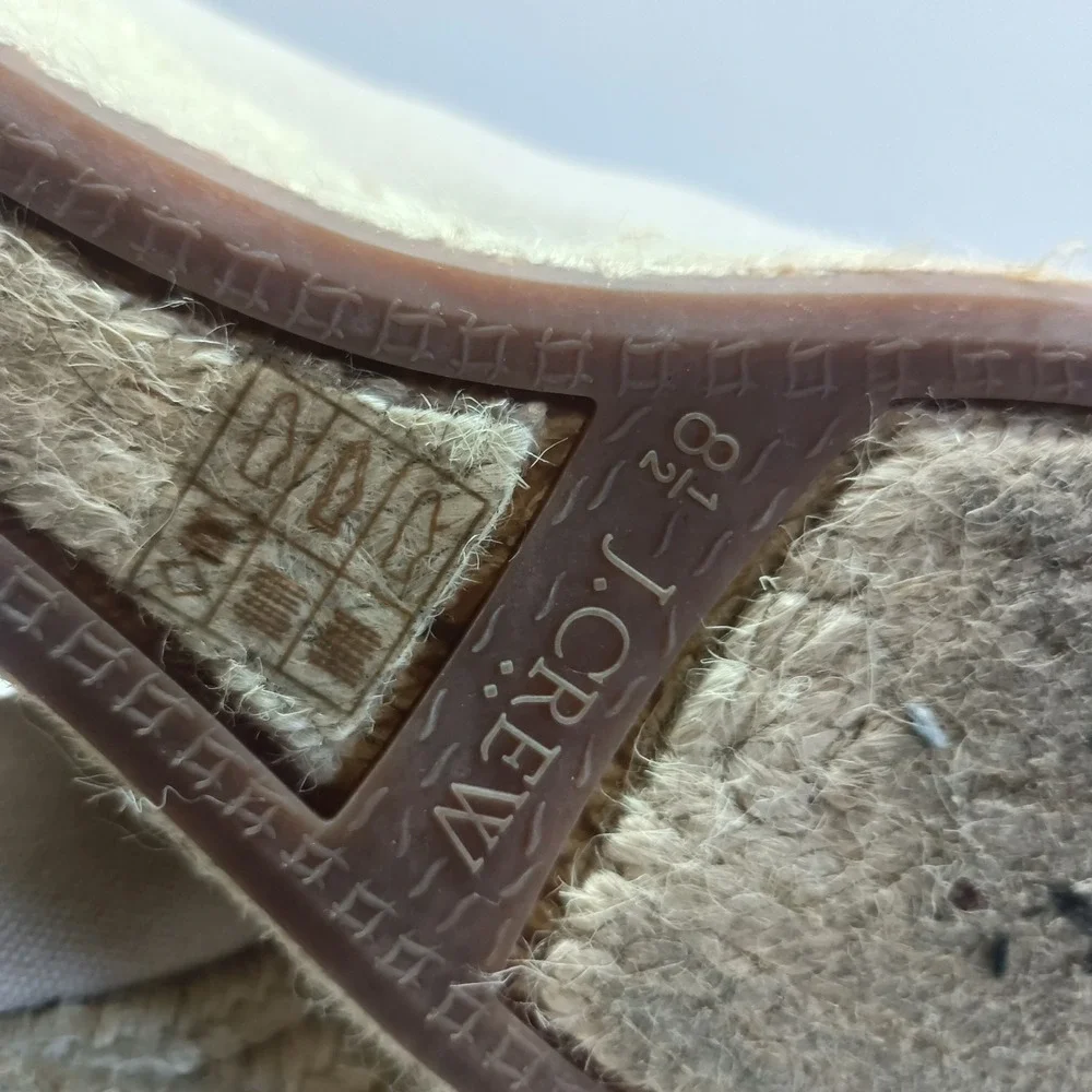 J Crew Women's Size 8.5 Canvas Espadrille‎ Wedge Heels Shoes Beige